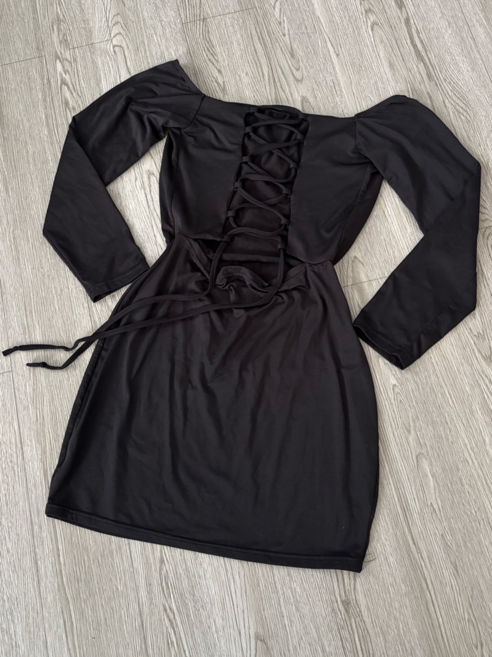 5/$25✨Women’s Black Lace-Up Long Sleeve Miniskirt Dress